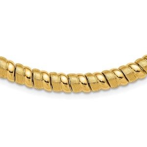 14k Yellow Gold Polished and Brushed Fancy 8.0mm Necklace